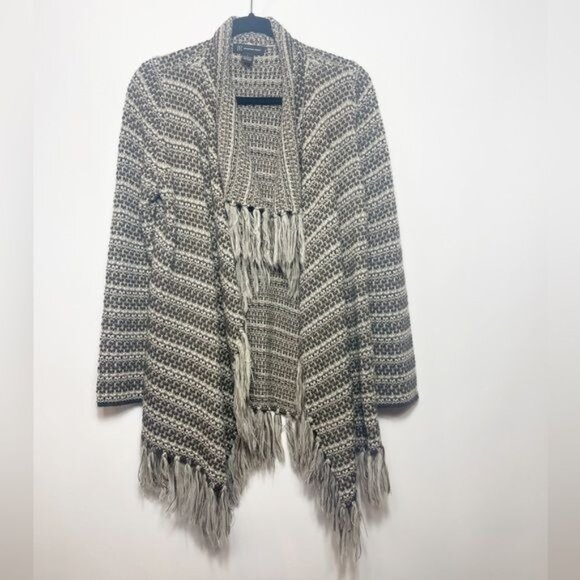 INC International Concepts Brown Tweed Fringe Open Cardigan Size Large - Picture 2 of 8